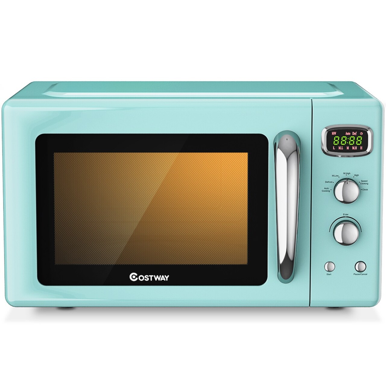 Costway 0.9Cu.ft. Retro Countertop Compact Microwave Oven 900W 8 Cooking Settings BlackGreenWhite